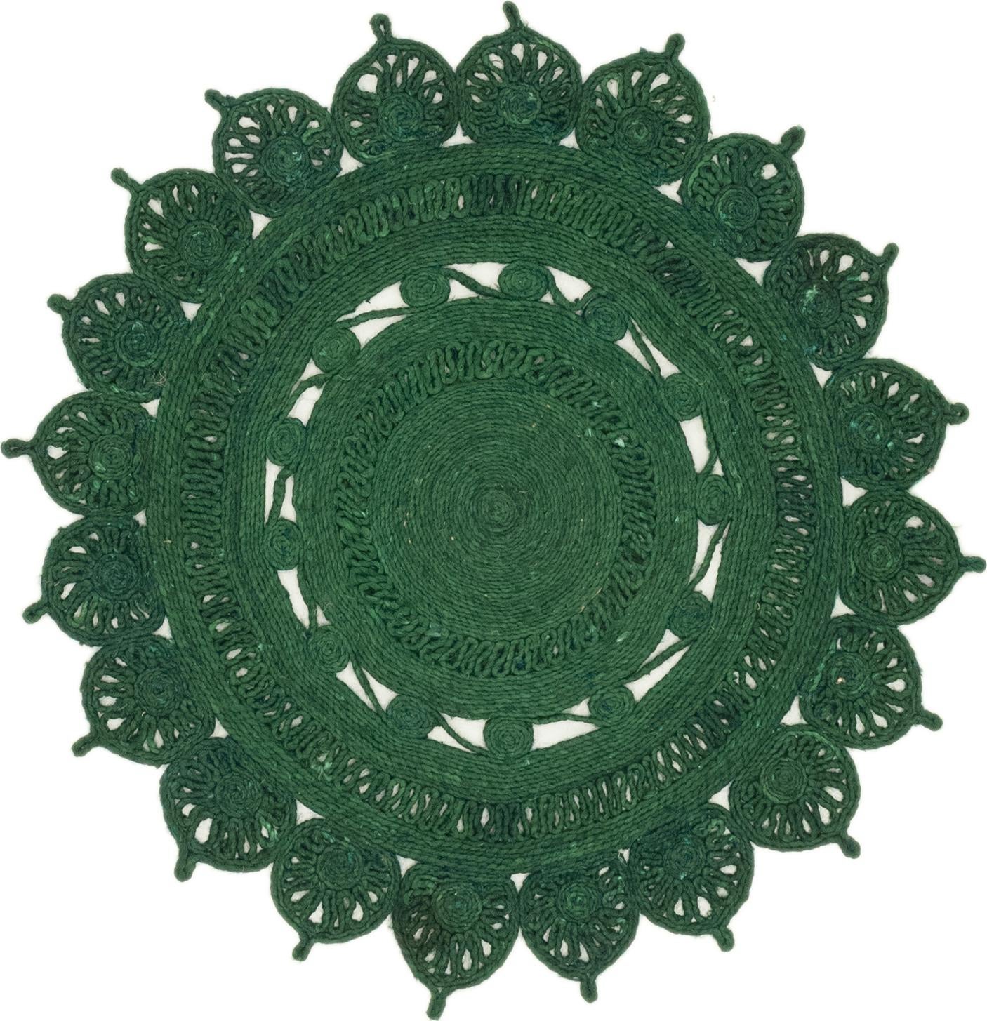 Hunter Green 4' 4 x 4' 4 Hand Braided Jute Round Rug | Rugs.com