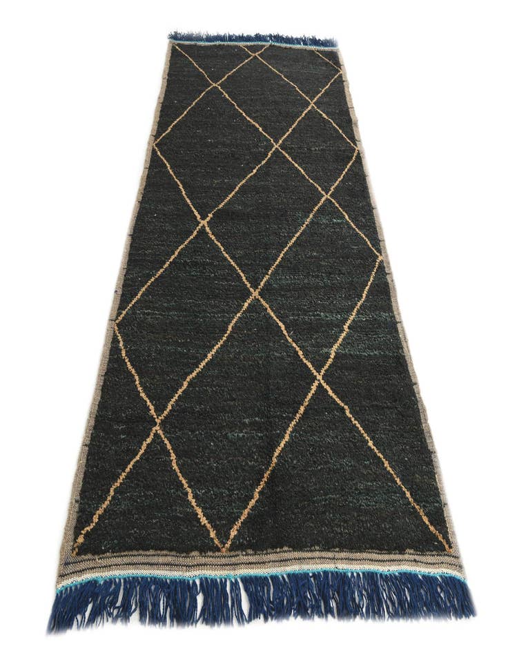 Detail image of  4' 10 x 9'  Hand Knotted Moroccan Wool Runner Rug