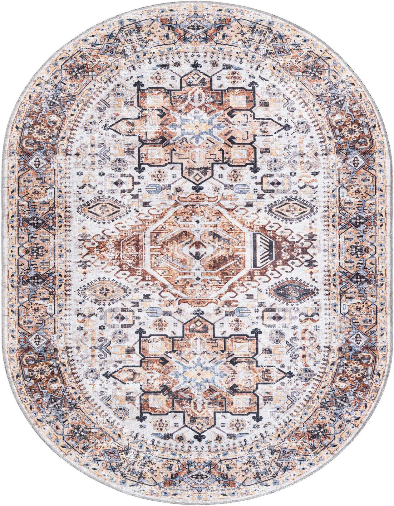 Primary image  5' 3 x 8'  Washable Yara Oval Rug