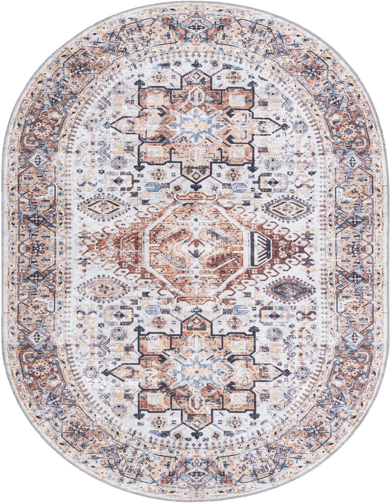 Primary image  6' 1 x 9'  Washable Yara Oval Rug