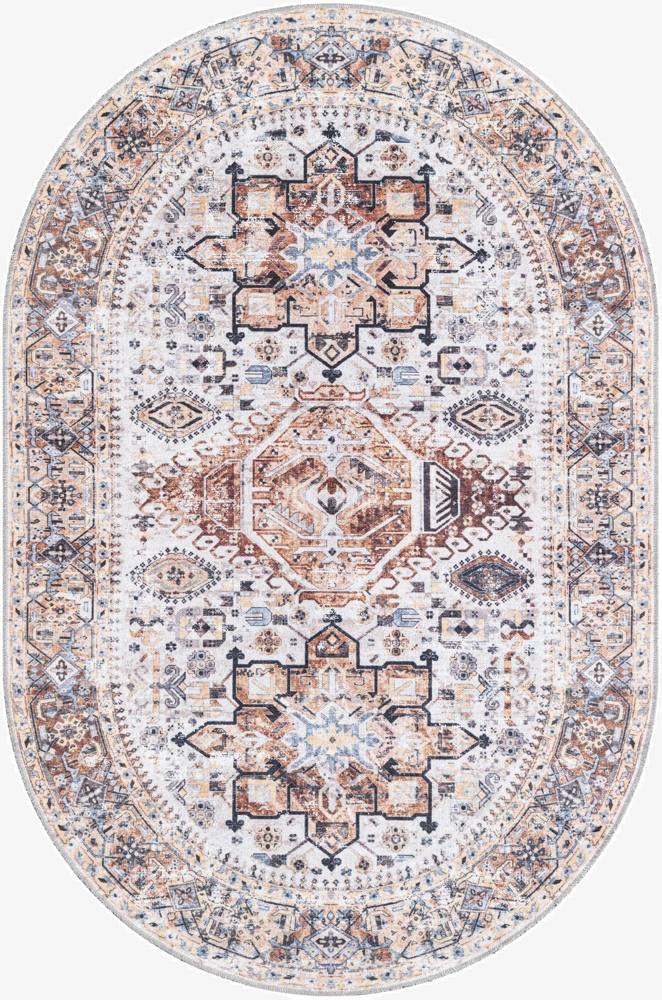  4' 1 x 6' 1  Washable Yara Oval Rug