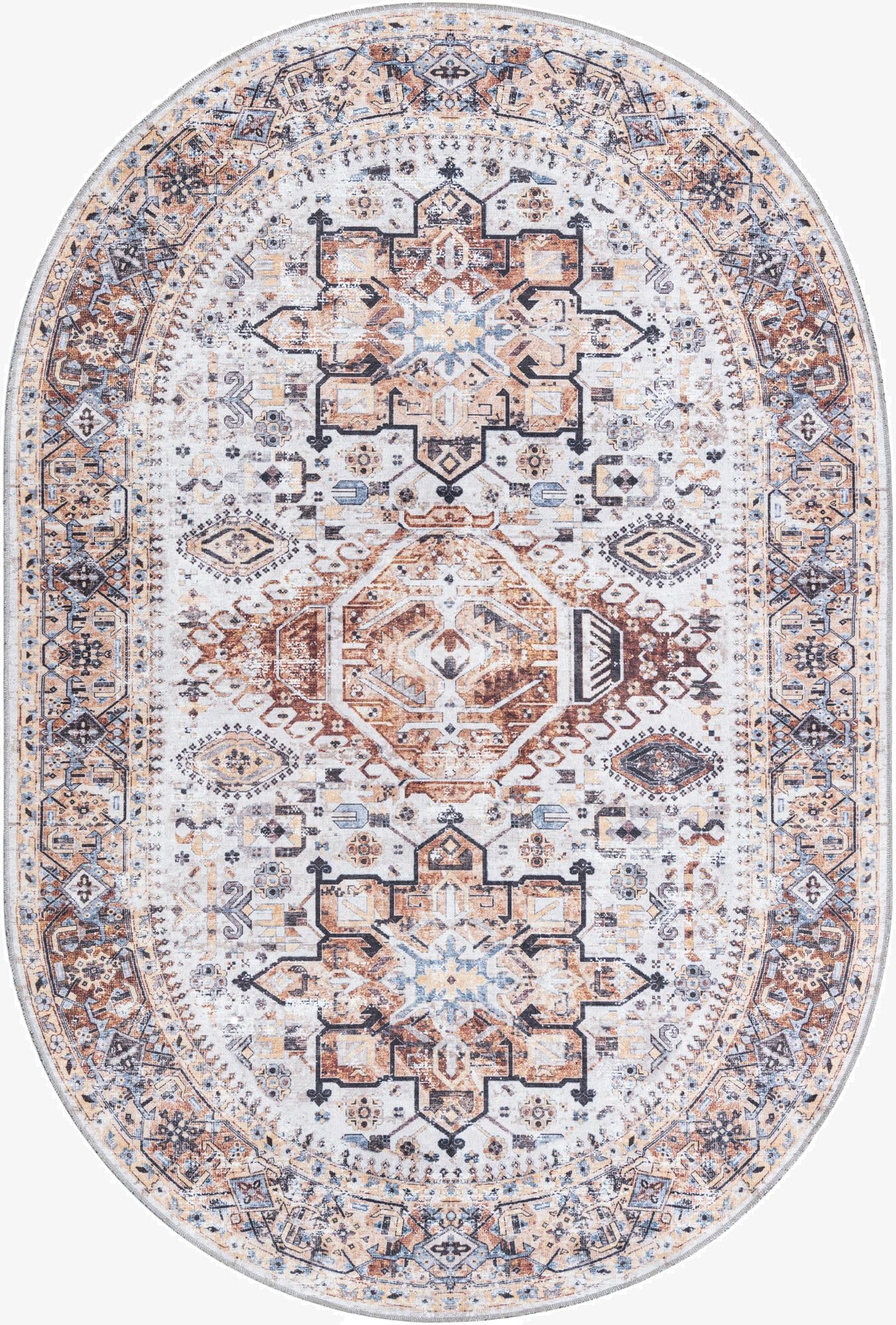  6' 1 x 9'  Washable Yara Oval Rug