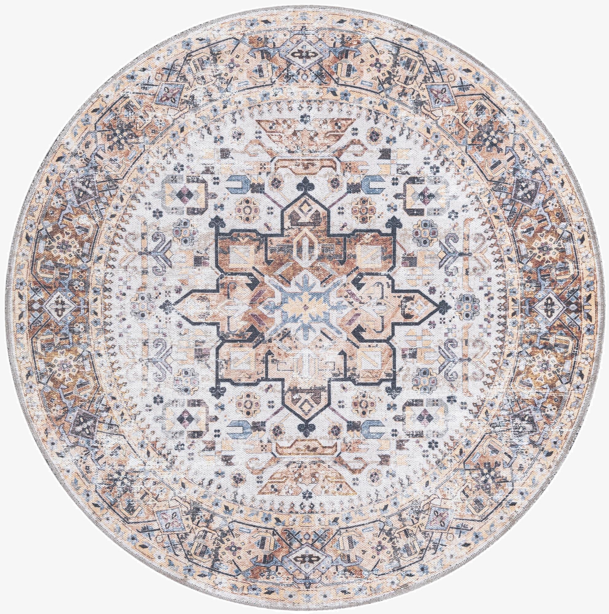  4' x 4'  Washable Yara Round Rug