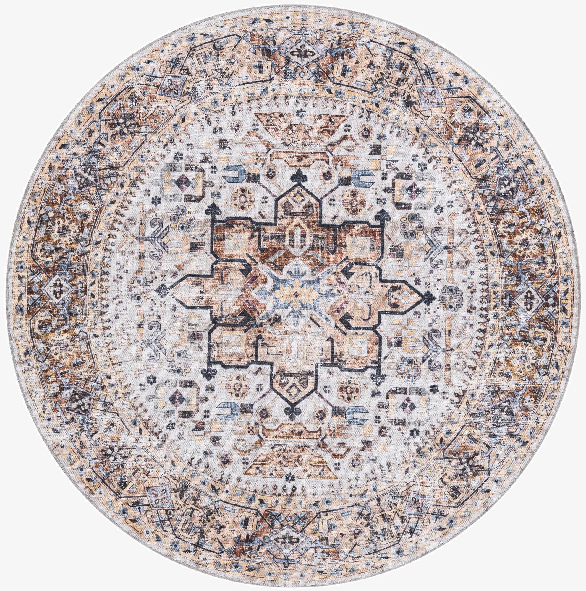  6' x 6'  Washable Yara Round Rug