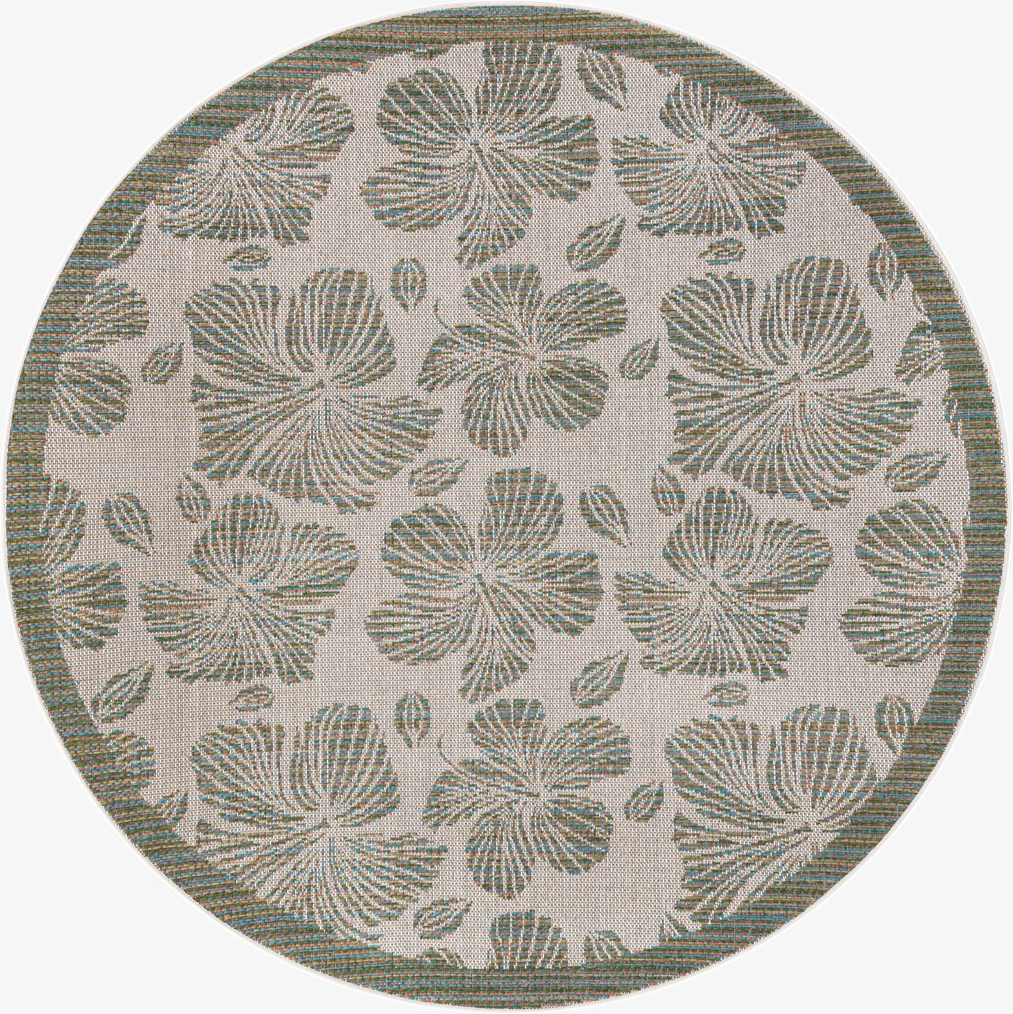  6' 1 x 6' 1  Washable Baja Indoor / Outdoor Round Rug