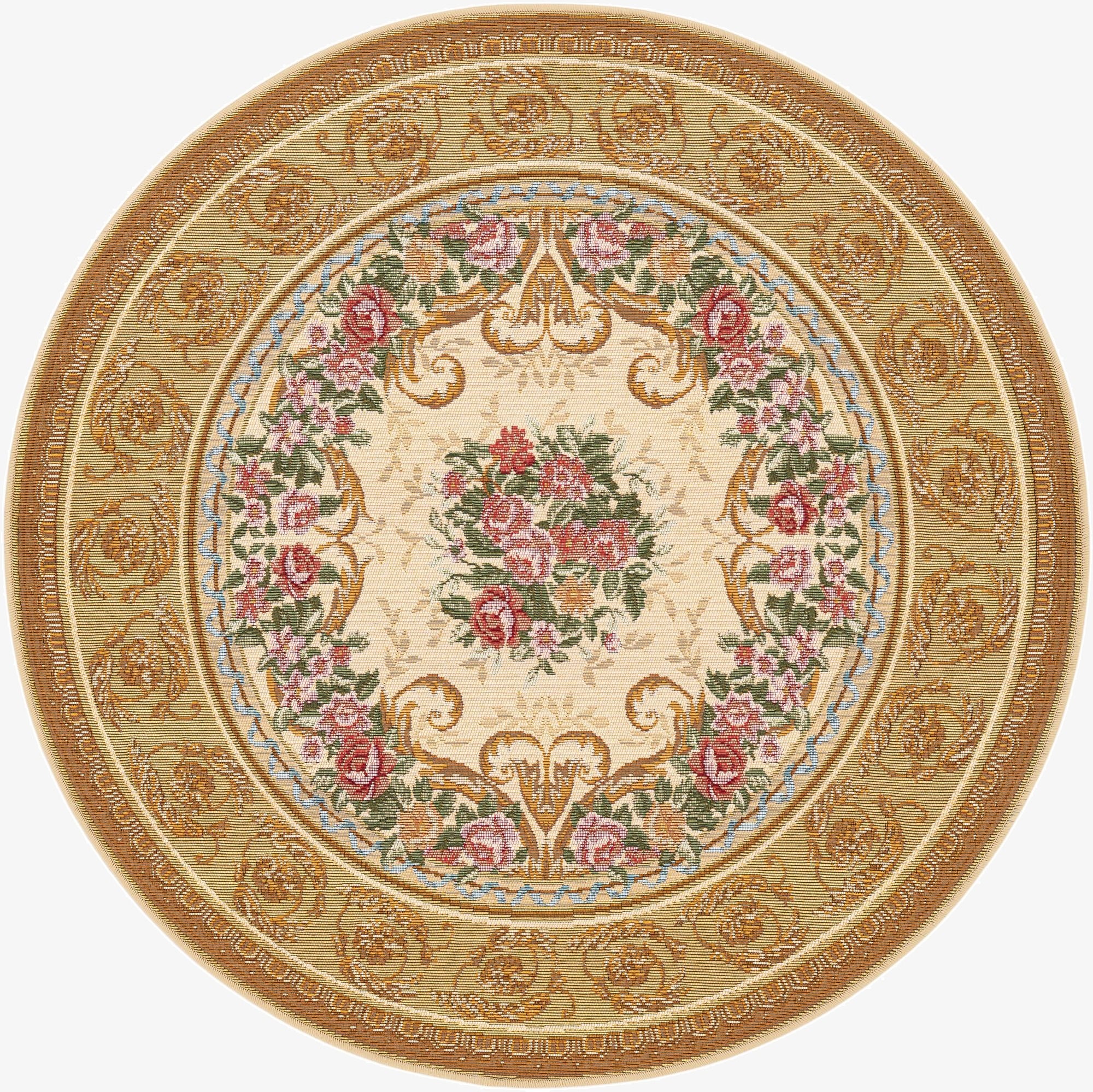  4' x 4'  Washable Traditional Indoor / Outdoor Round Rug