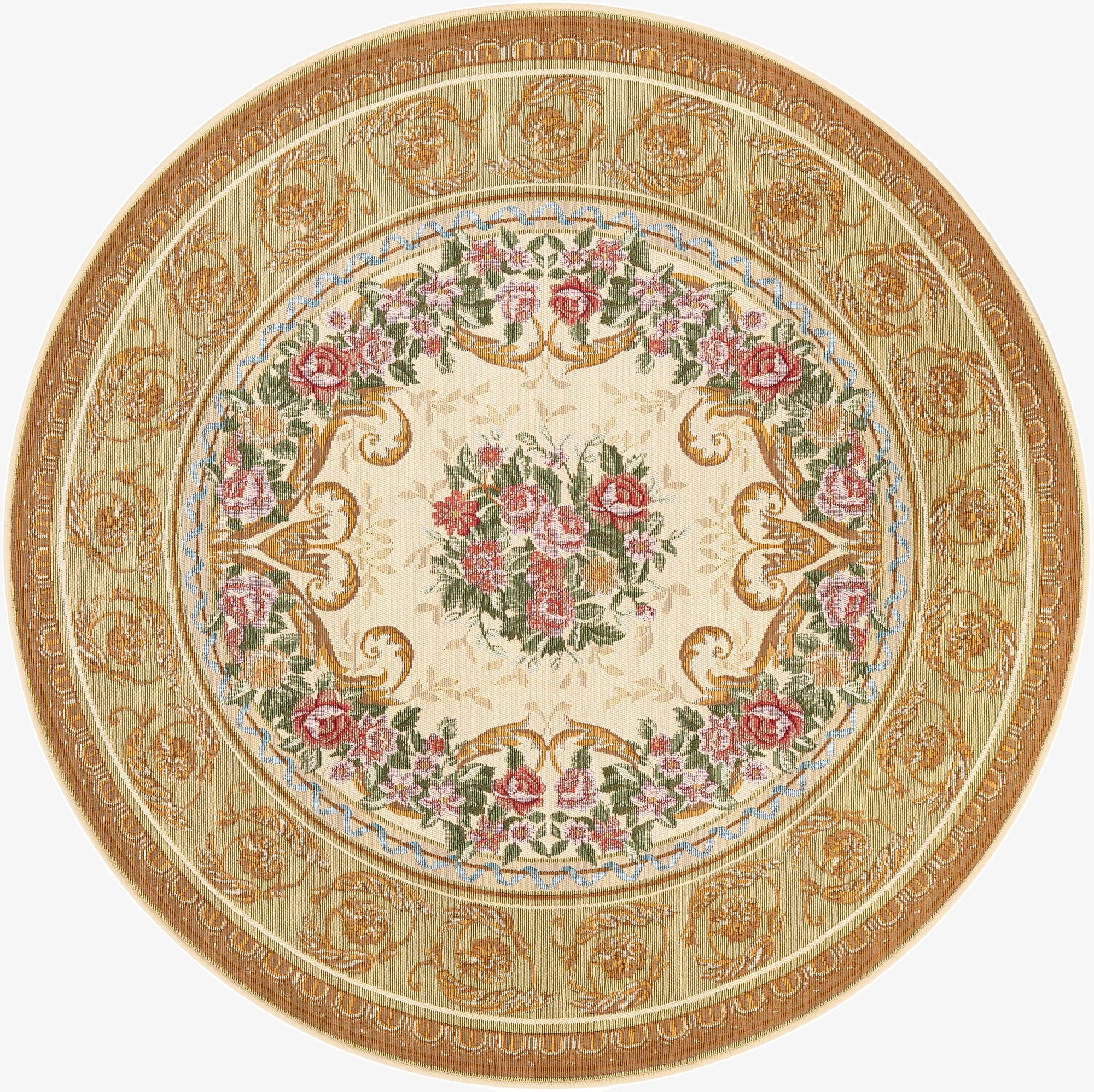  5' x 5'  Washable Traditional Indoor / Outdoor Round Rug