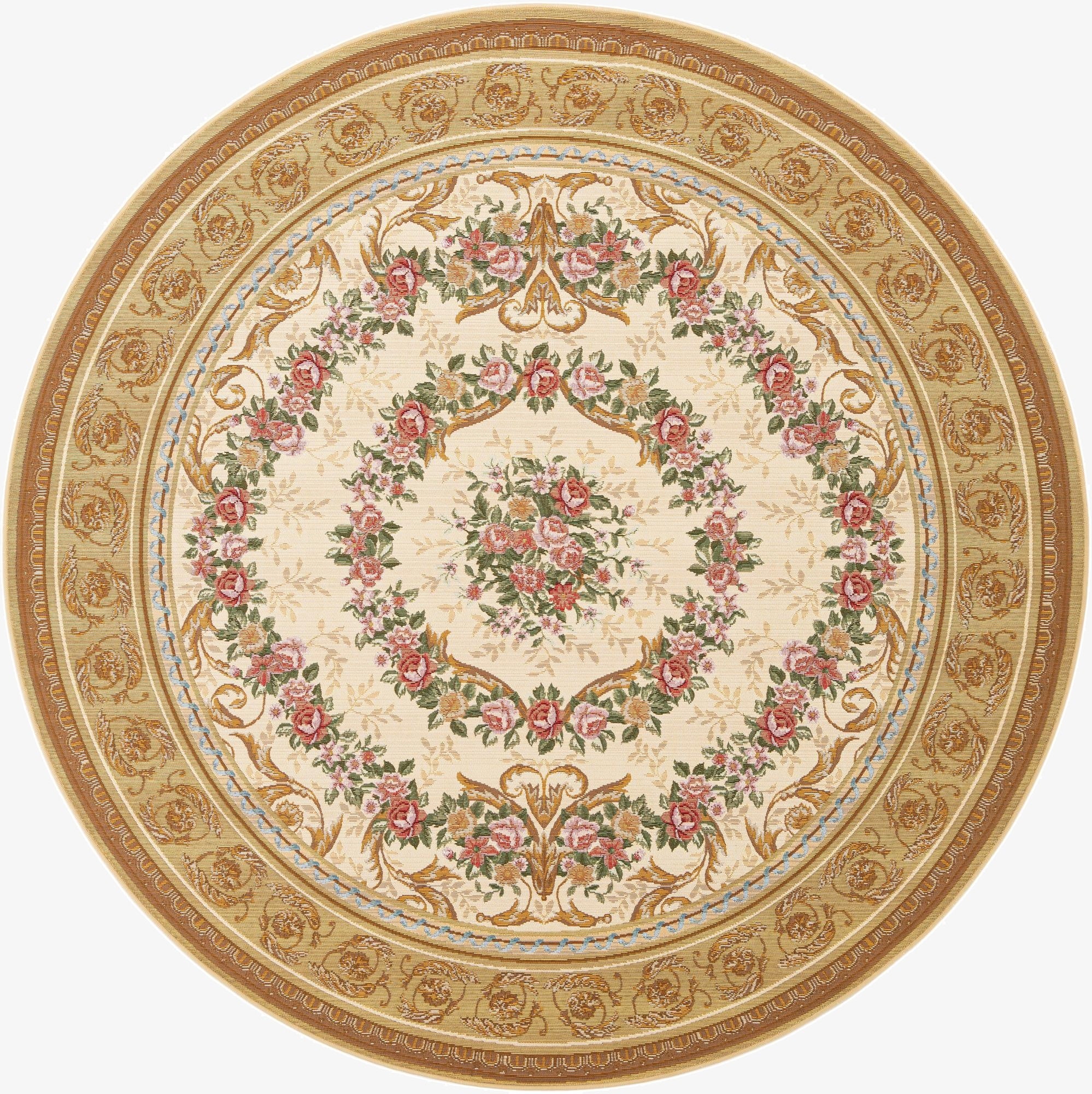  7' 10 x 7' 10  Washable Traditional Indoor / Outdoor Round Rug