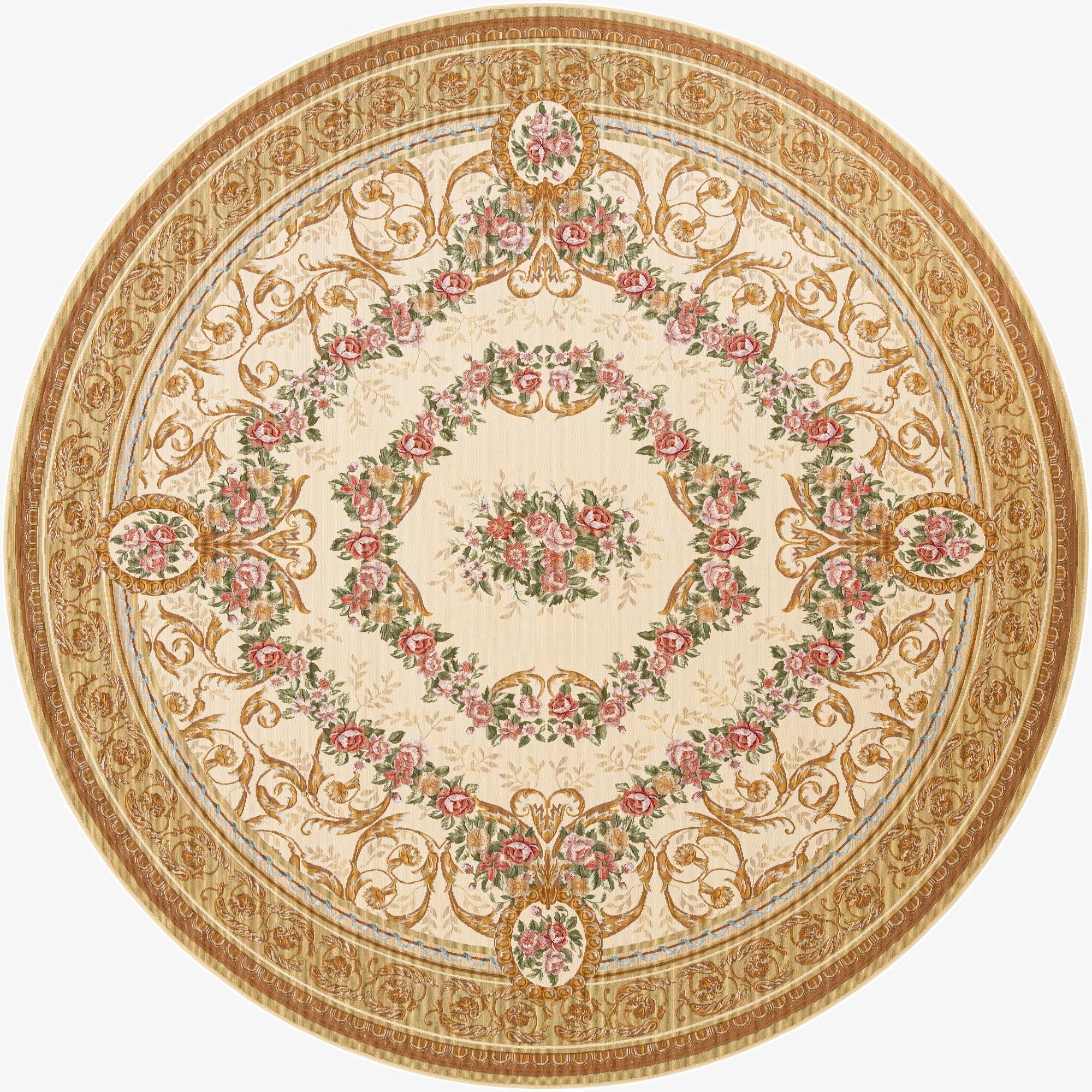 10' x 10'  Washable Traditional Indoor / Outdoor Round Rug