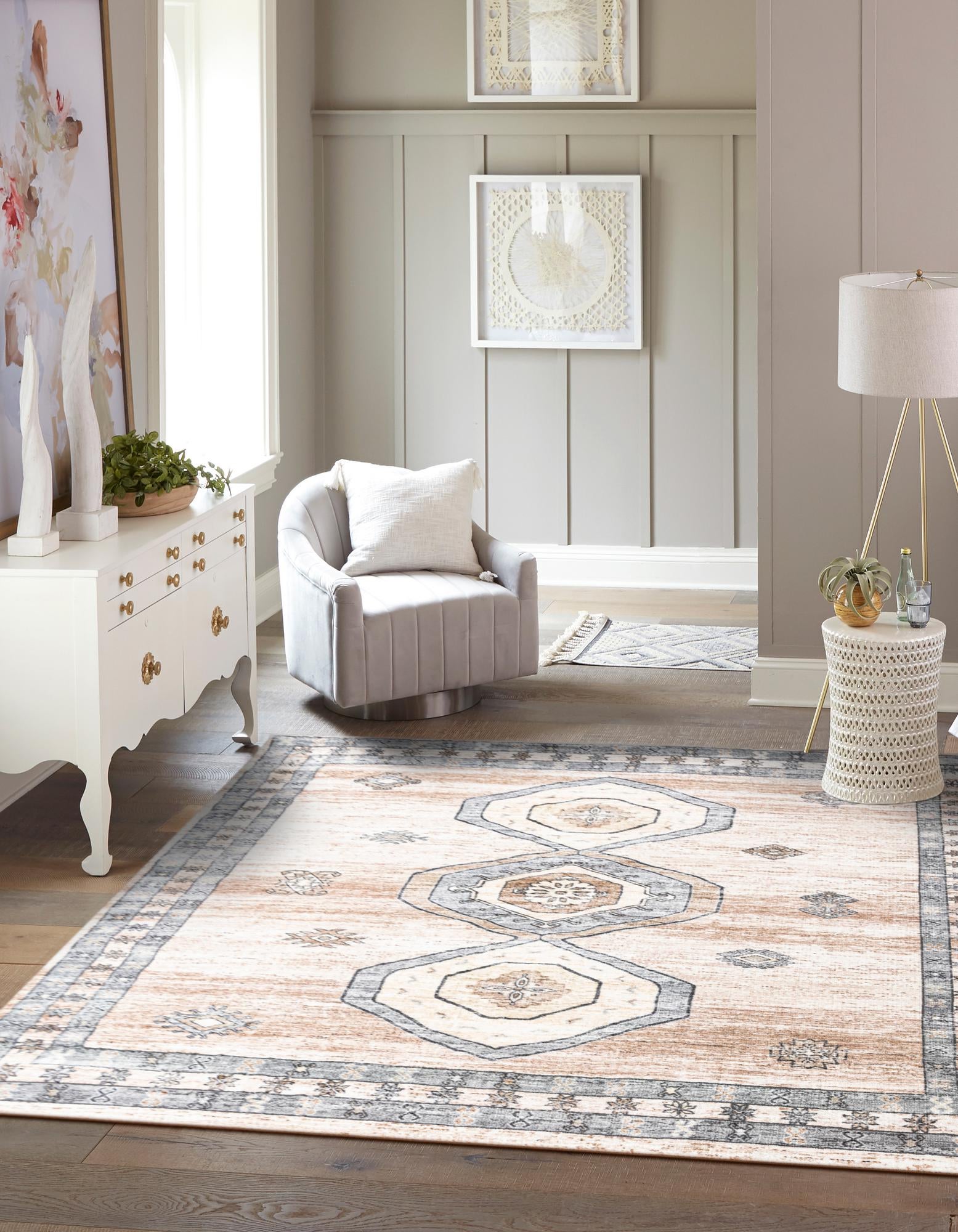 Ivory and Beige 3' 3 x 3' 3 Medina Square Rug | Rugs.com