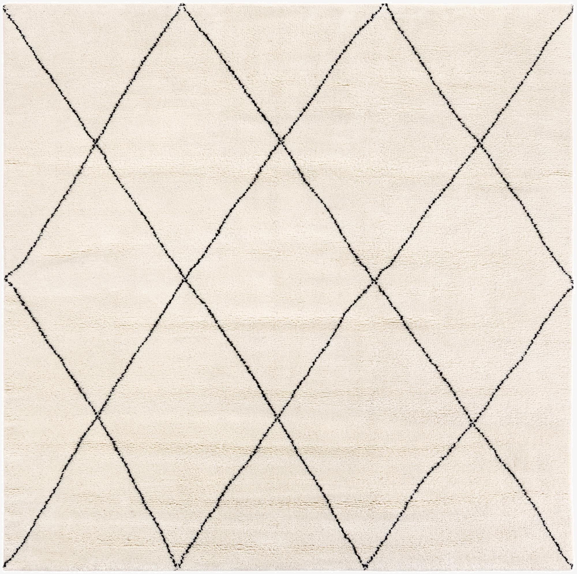  8' x 8'  Hand Knotted Safiya Moroccan Wool Square Rug