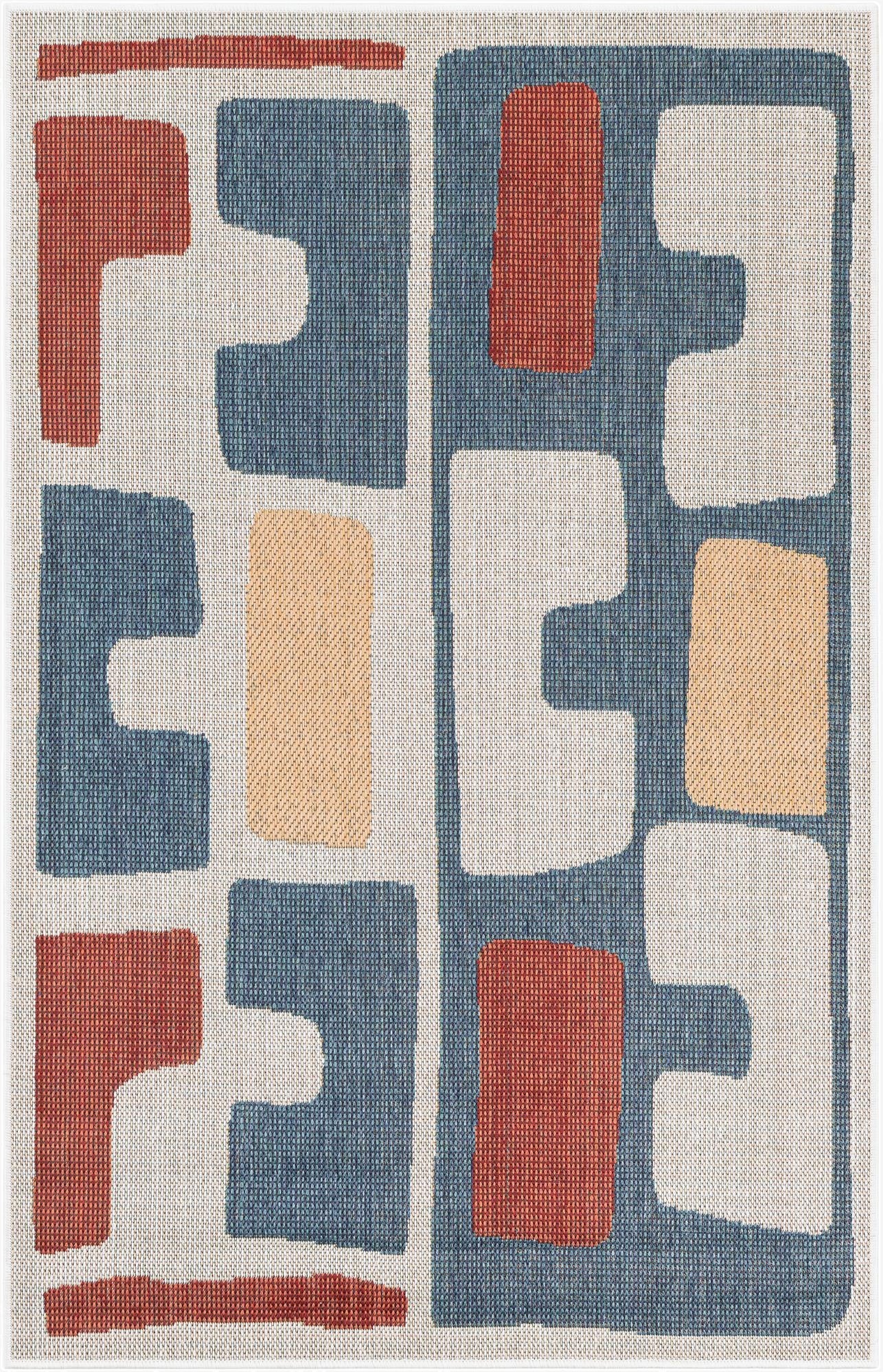  4' 1 x 6' 1  Washable Baja Indoor / Outdoor Rug