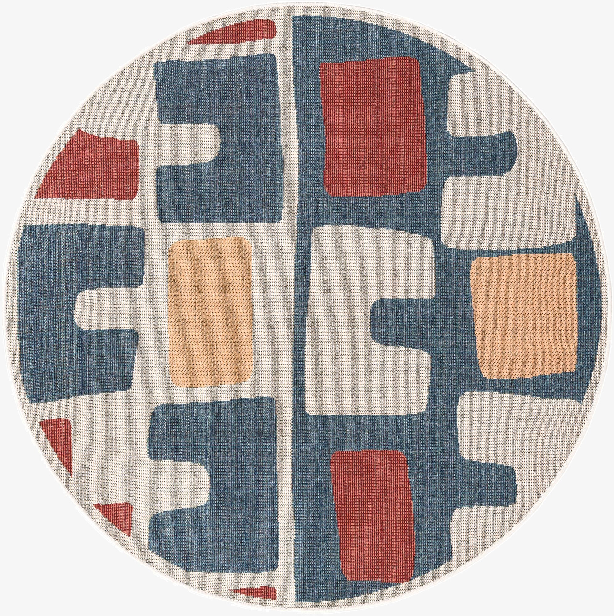  6' 1 x 6' 1  Washable Baja Indoor / Outdoor Round Rug
