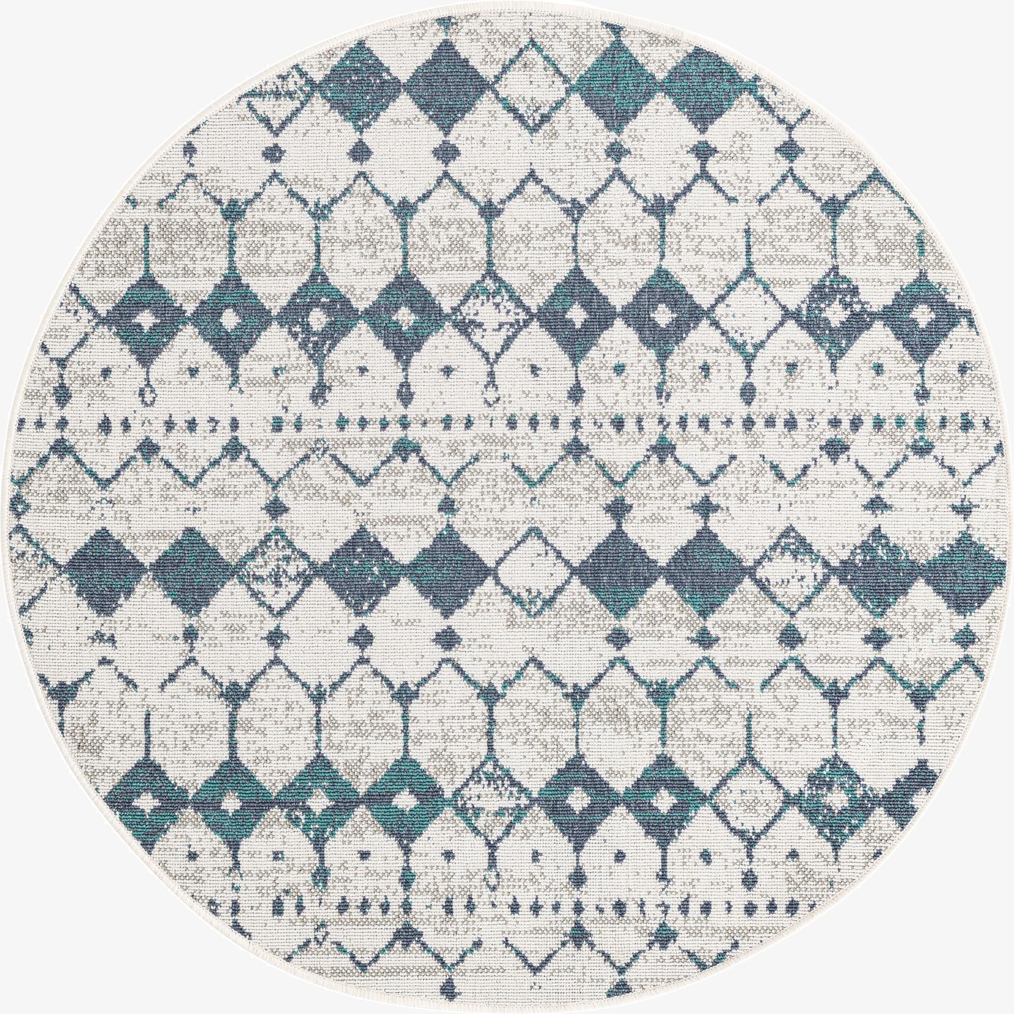  4' x 4'  Washable Lattice Indoor / Outdoor Round Rug