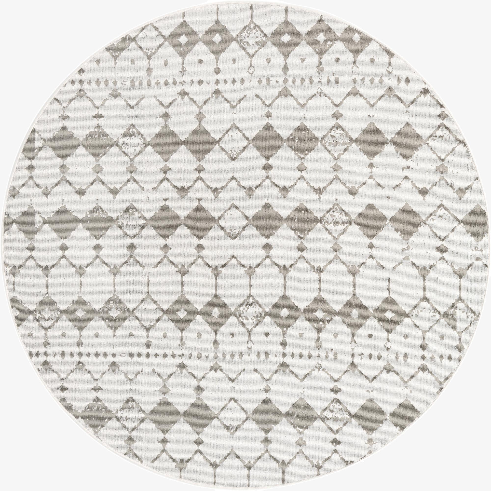  7' x 7'  Washable Lattice Indoor / Outdoor Round Rug