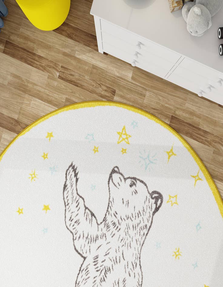 Detail image of  5' 3 x 5' 3 Bear Whimsy Kids Round Rug