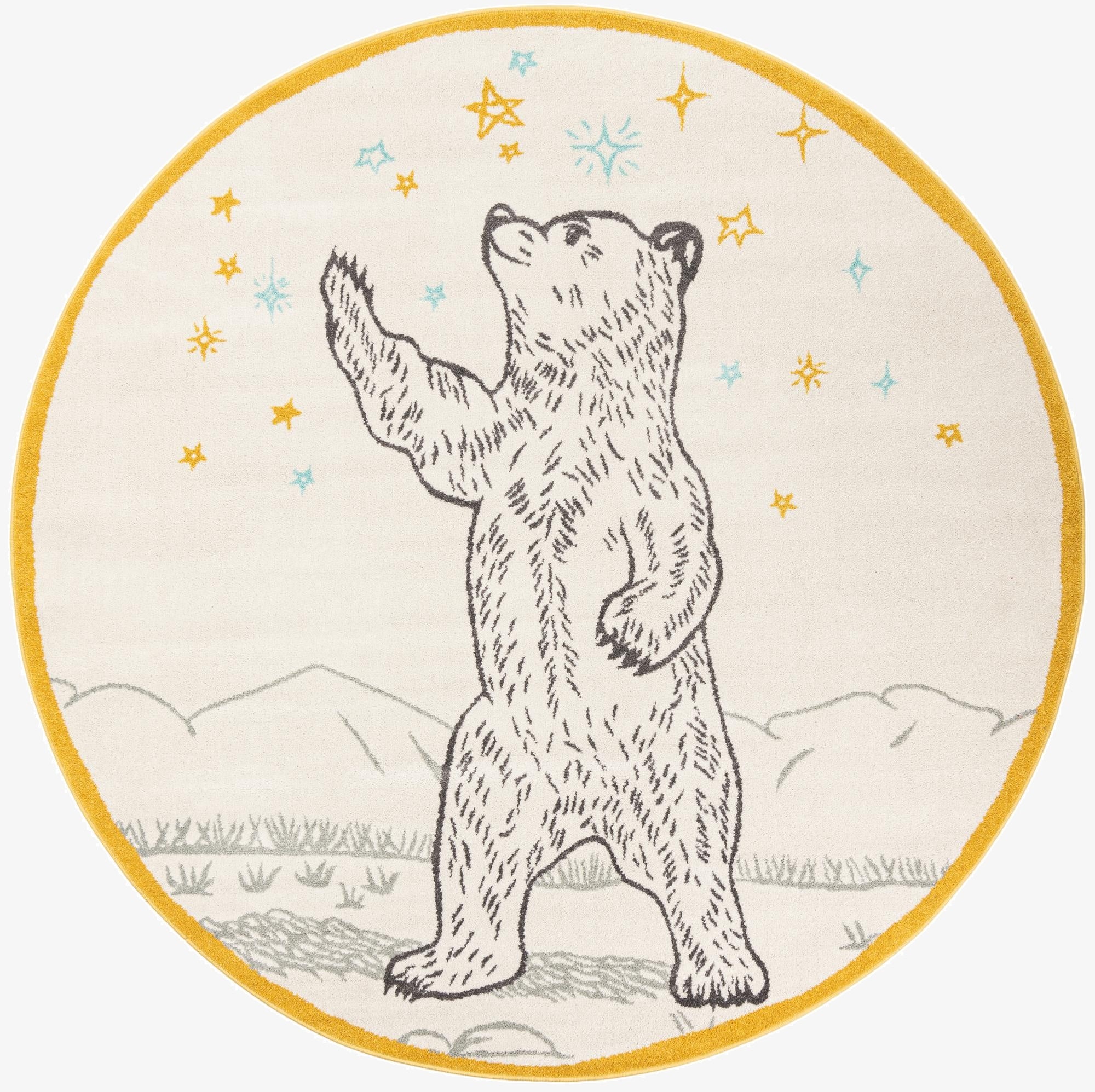  7' 10 x 7' 10 Bear Whimsy Kids Round Rug