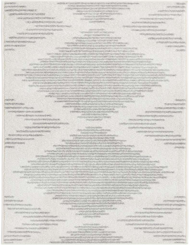 A 5 ft runner rug in ivory and gray, featuring a modern striped pattern, ideal for a hallway.