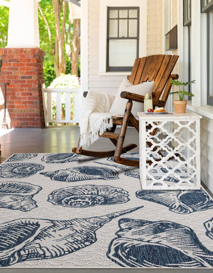 Detail image of  9' x 12'  Washable Coastal Indoor / Outdoor Rug