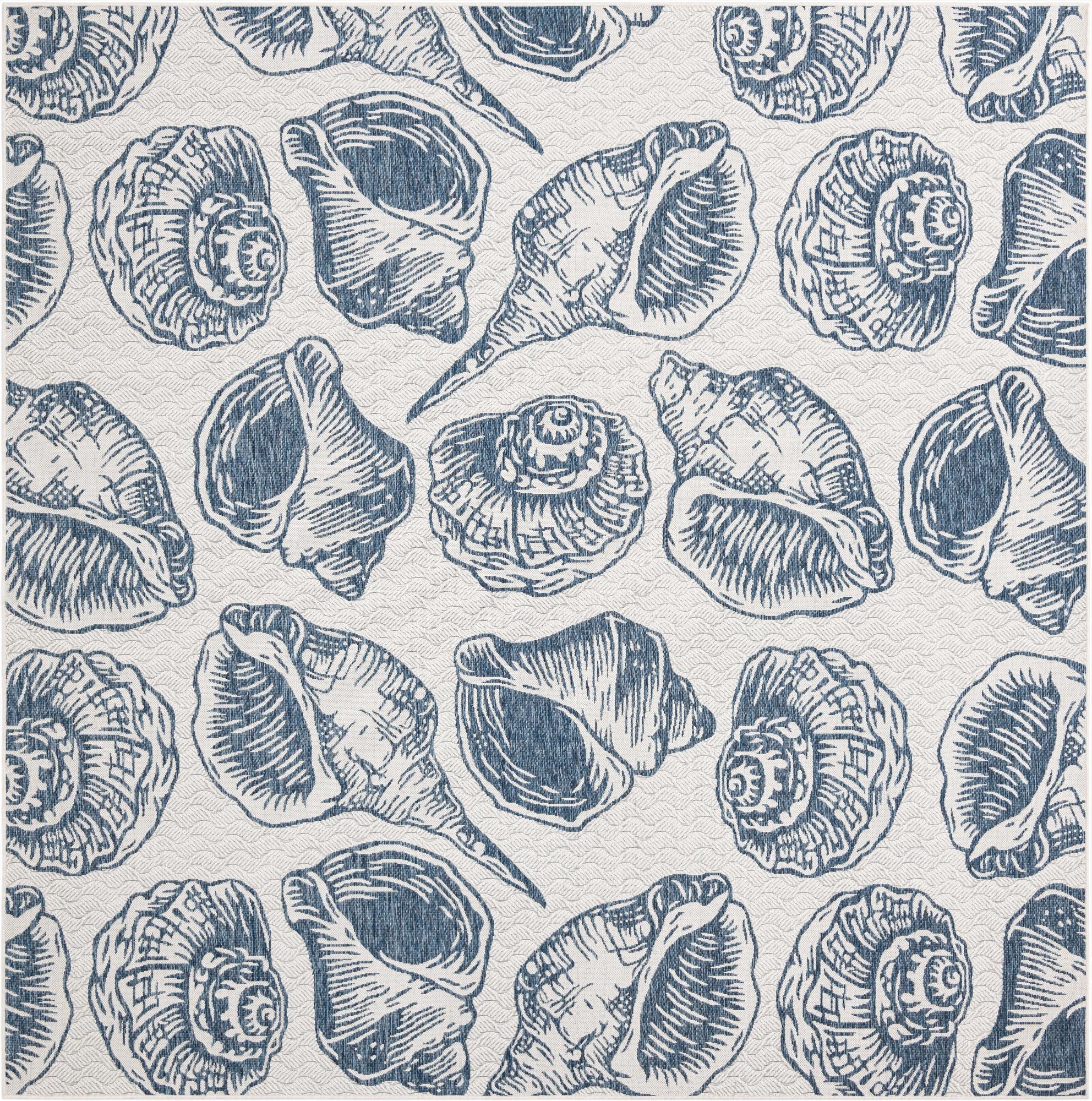  10' x 10'  Washable Coastal Indoor / Outdoor Square Rug