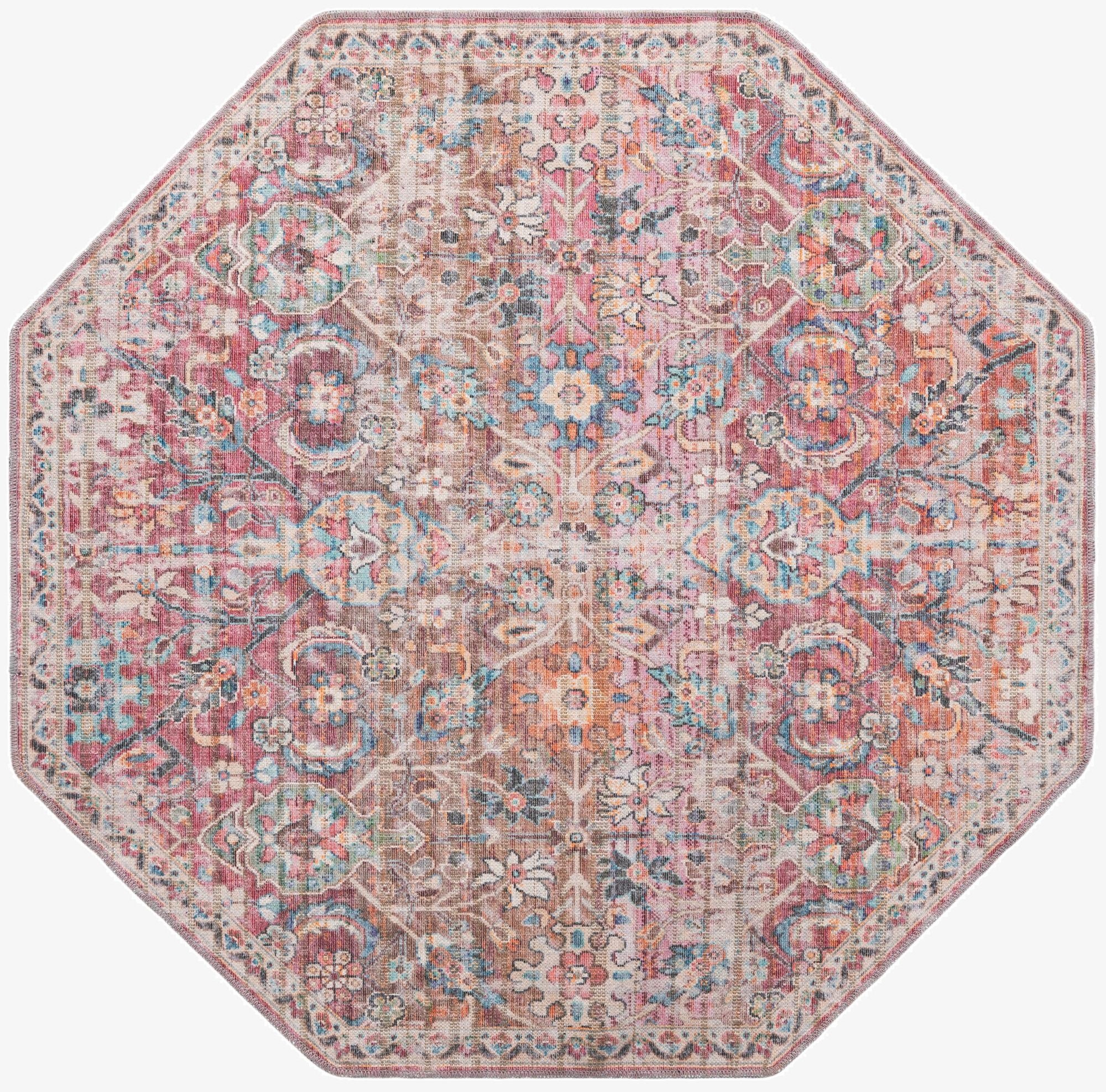  5' 3 x 5' 3  Washable Nostalgia Octagon Rug