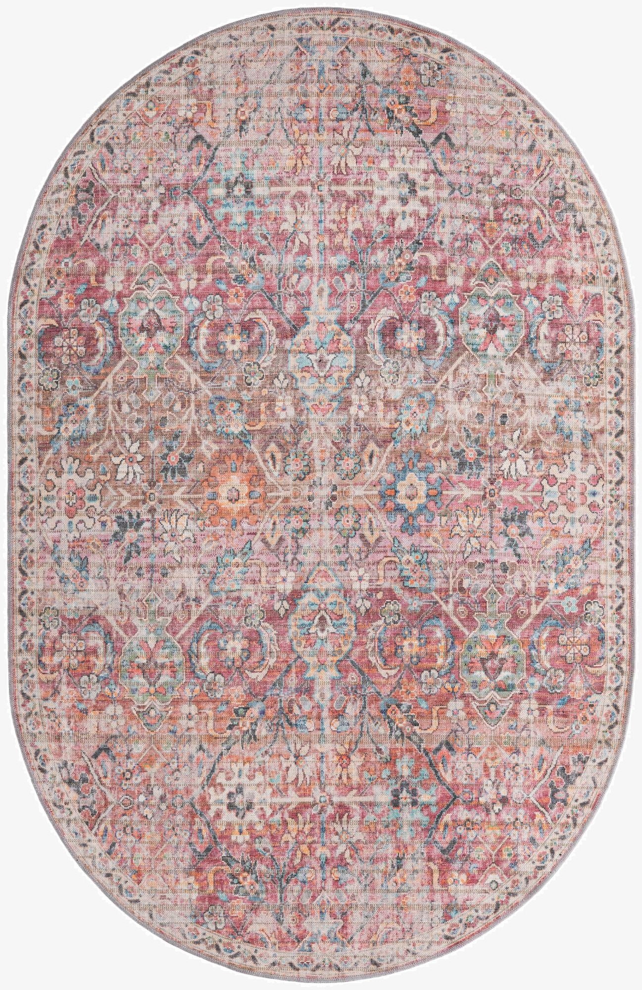  5' 3 x 8'  Washable Nostalgia Oval Rug