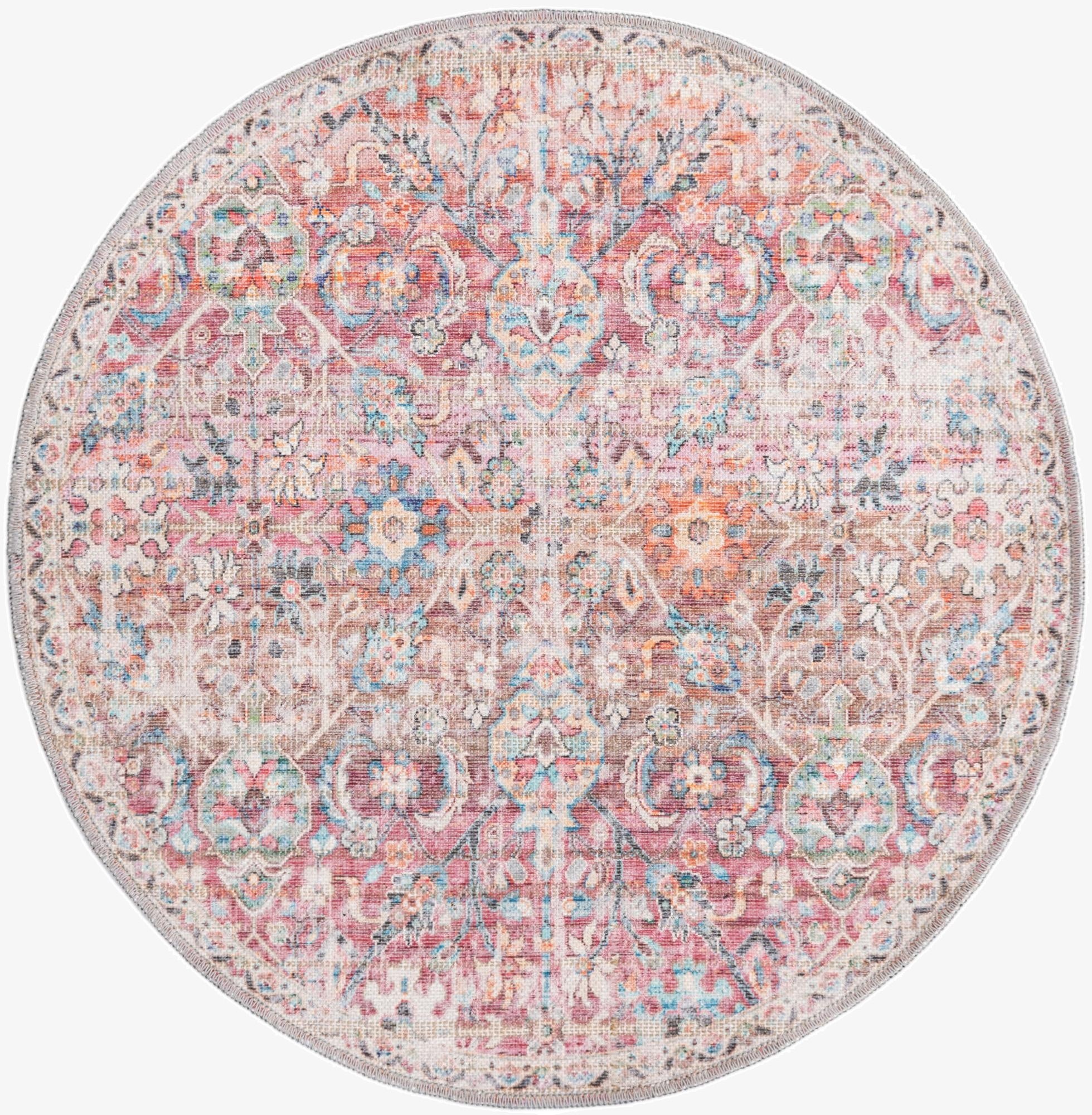 3' 3 x 3' 3  Washable Nostalgia Round Rug