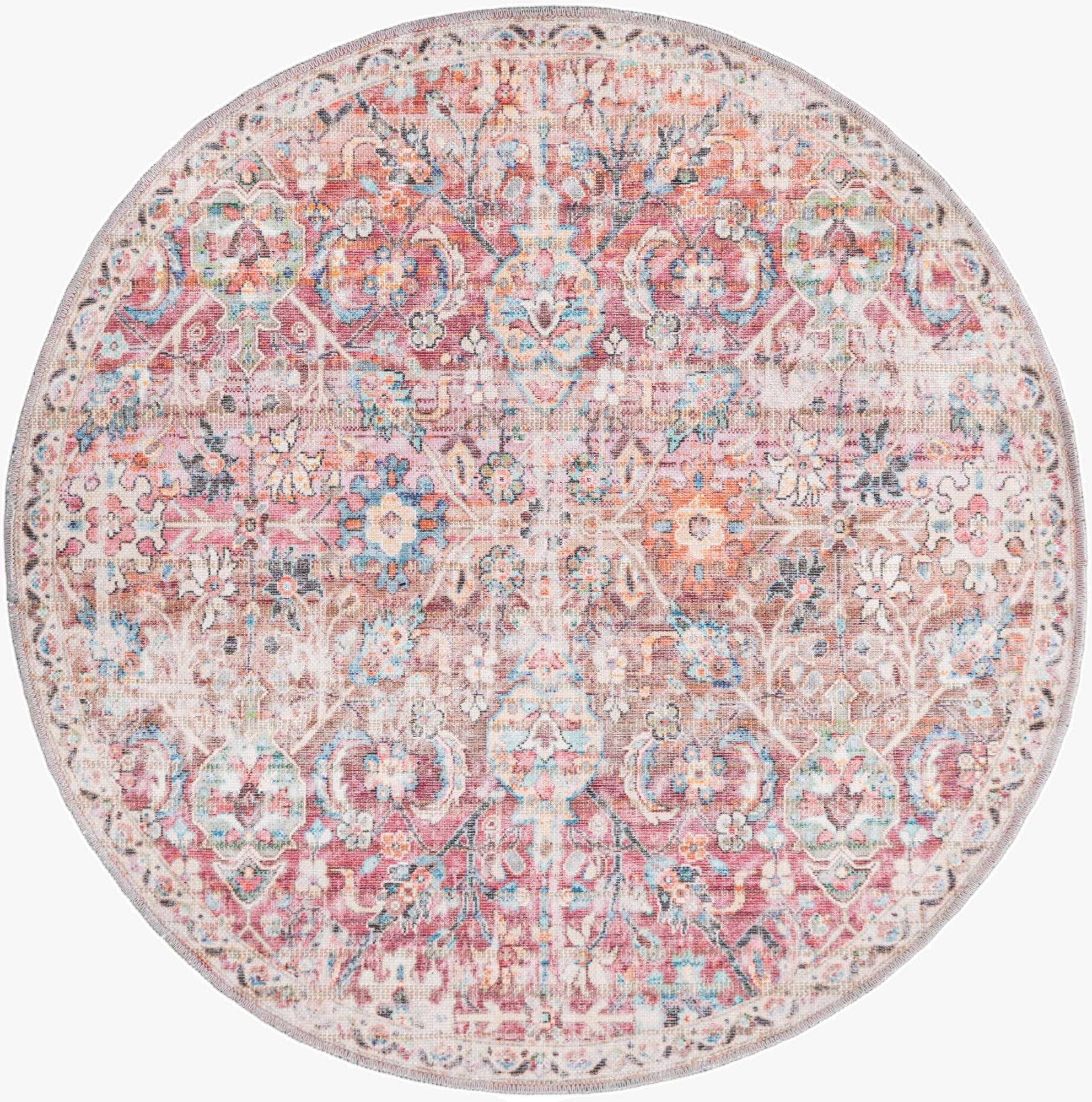  4' x 4'  Washable Nostalgia Round Rug