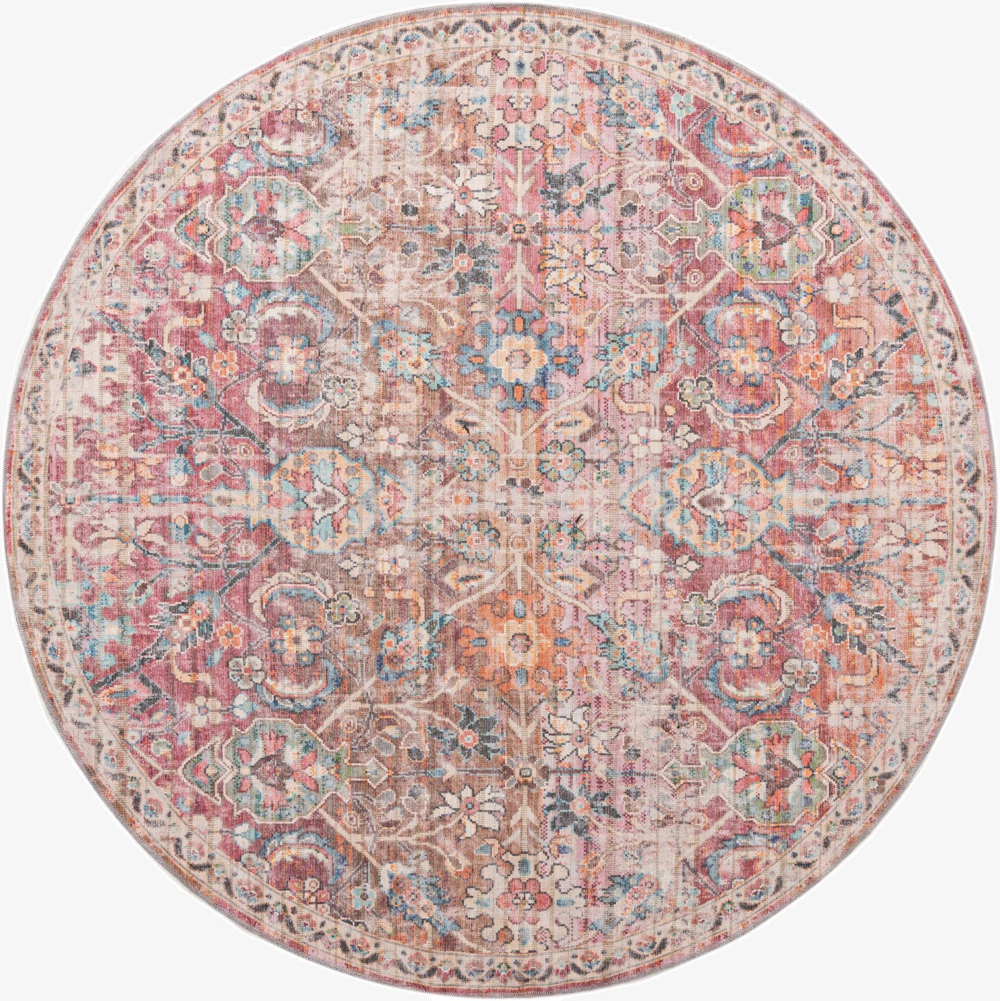  7' 10 x 7' 10  Washable Nostalgia Round Rug