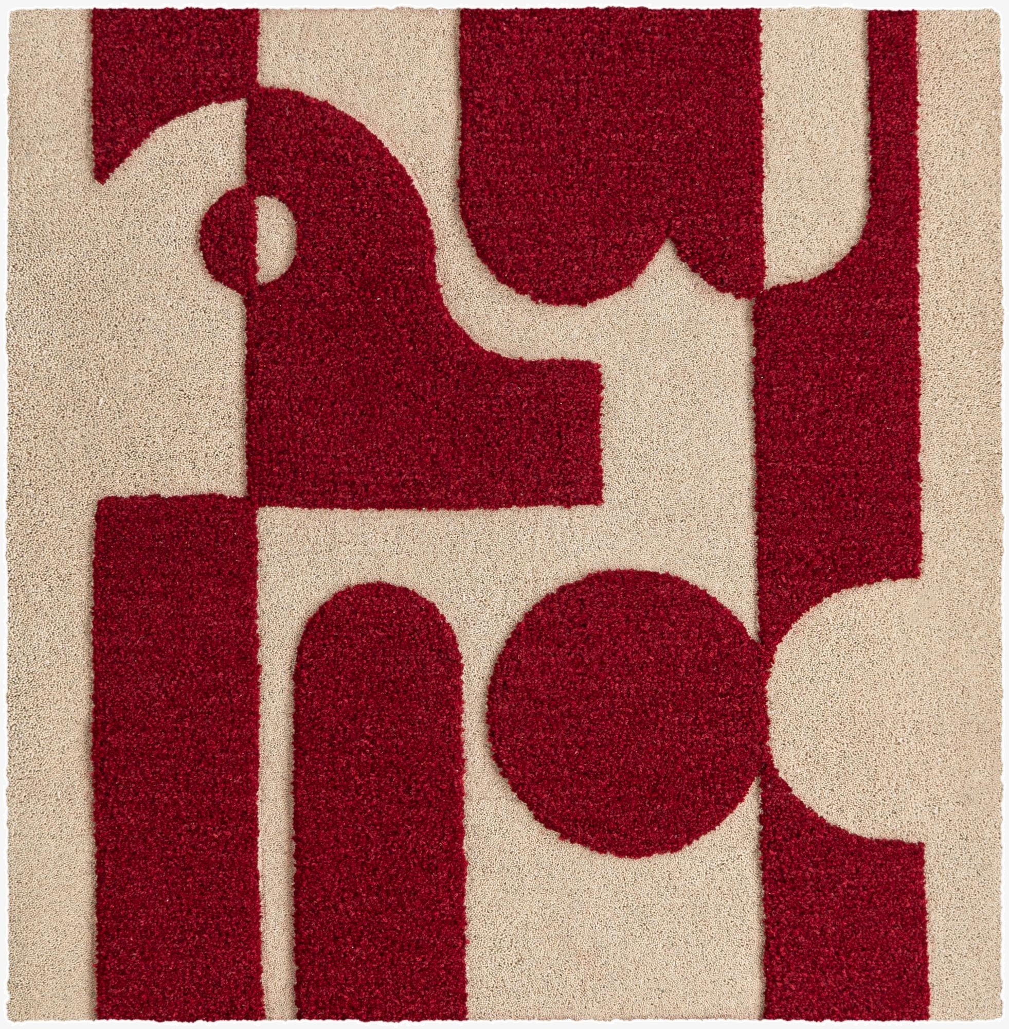  5' 1 x 5' 1 Handtufted Wool Square Rug