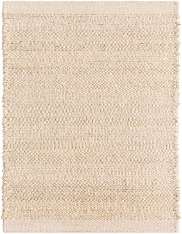 A 6 ft runner rug in ivory and white, featuring a textured flatweave stripe pattern, ideal for a hallway or kitchen.