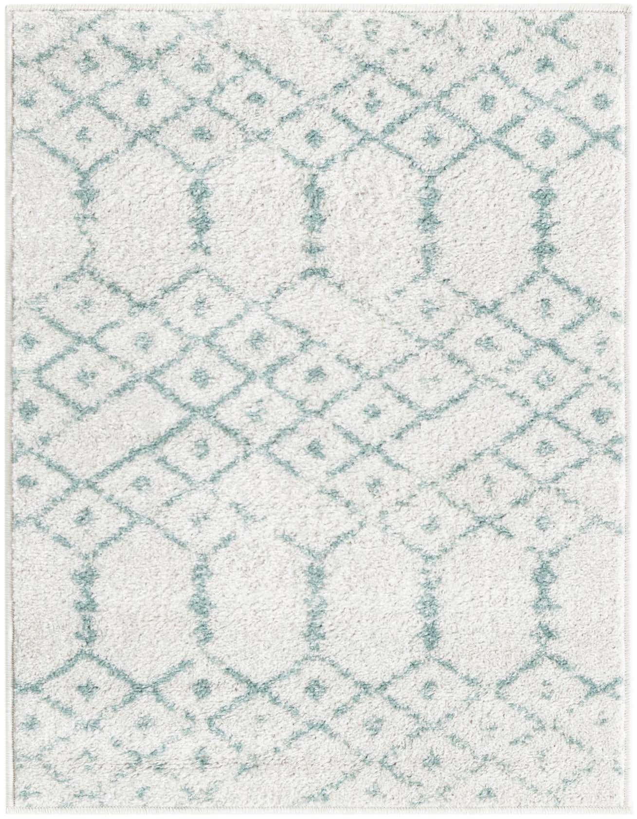 A 2x3 rectangular Paxon Trellis rug featuring a light blue tribal trellis pattern on an ivory background.