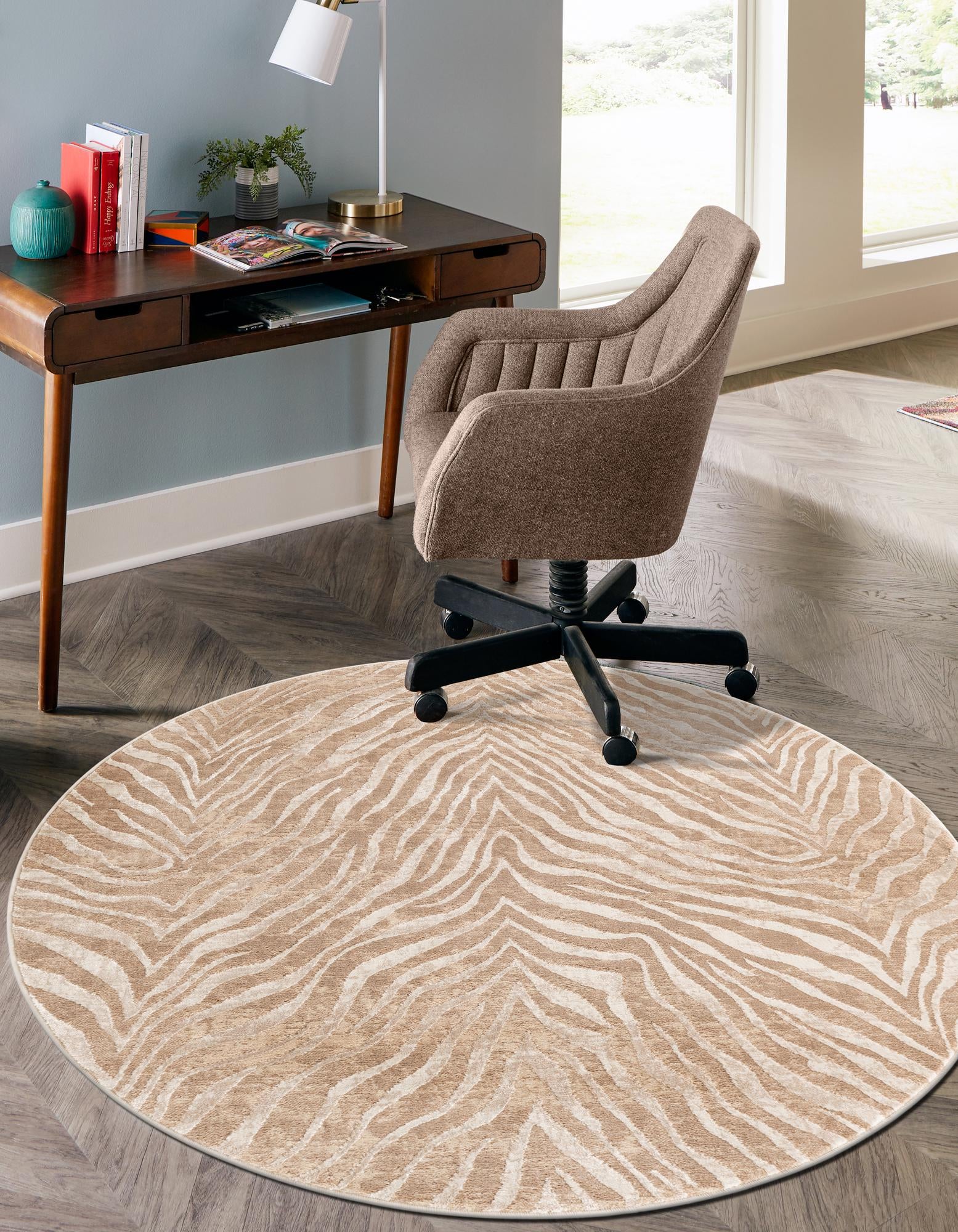 Ivory Beige 7' 10 x 7' 10 Finsbury Round Rug | Rugs.com