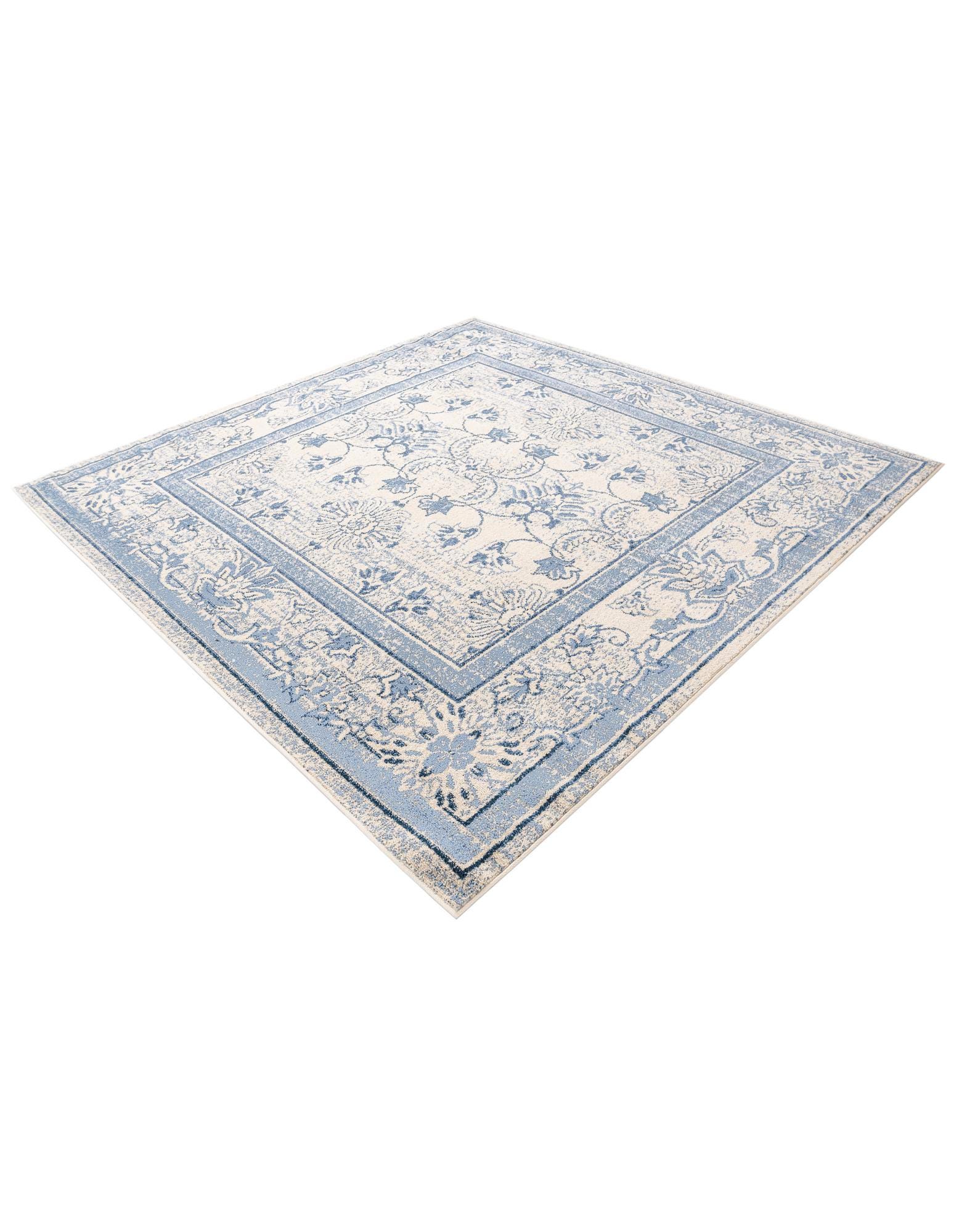 Ivory Blue 7' 10 x 7' 10 Miranda Square Rug | Rugs.com