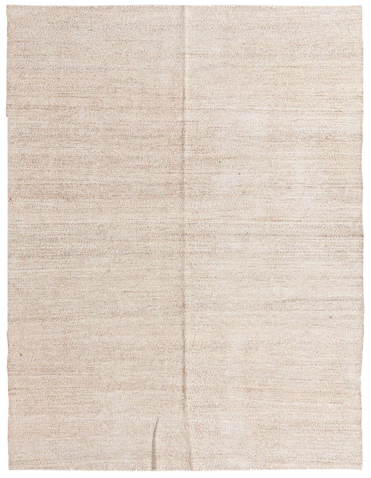 A 6x9 rectangular Kilim Modern wool rug in shades of brown and tan, featuring a flatweave texture.