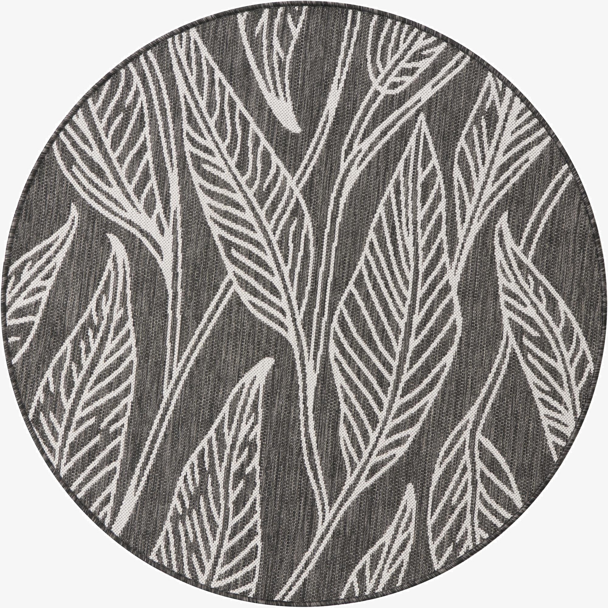  4' x 4'  Washable Botanical Indoor / Outdoor Round Rug