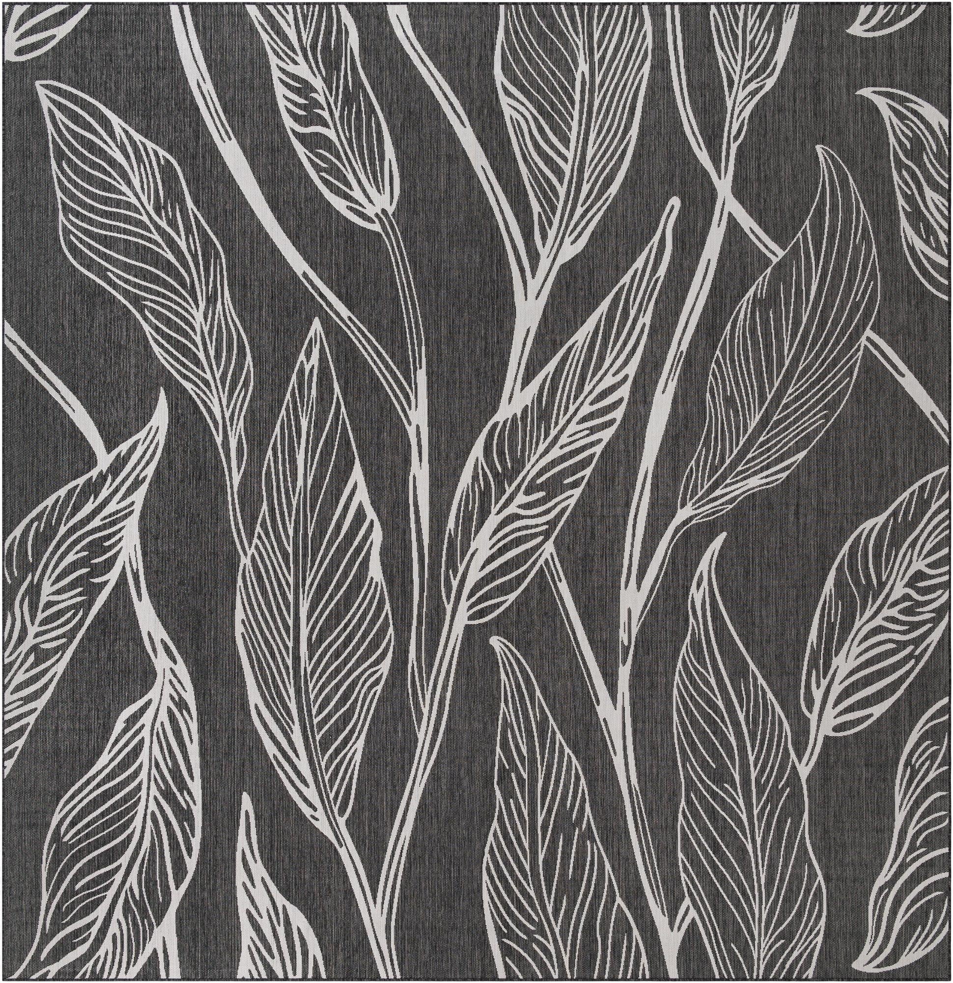  13' x 13'  Washable Botanical Indoor / Outdoor Square Rug