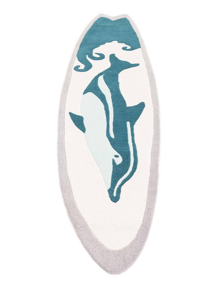 Detail image of  2' x 8' 10 SurfBoard Wool Freeform Rug