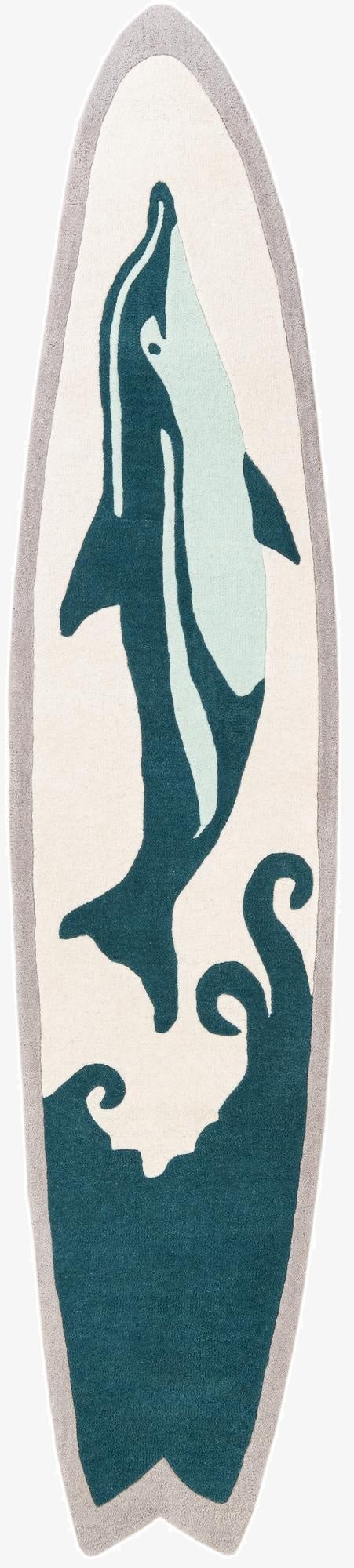  2' x 8' 10 SurfBoard Wool Freeform Rug