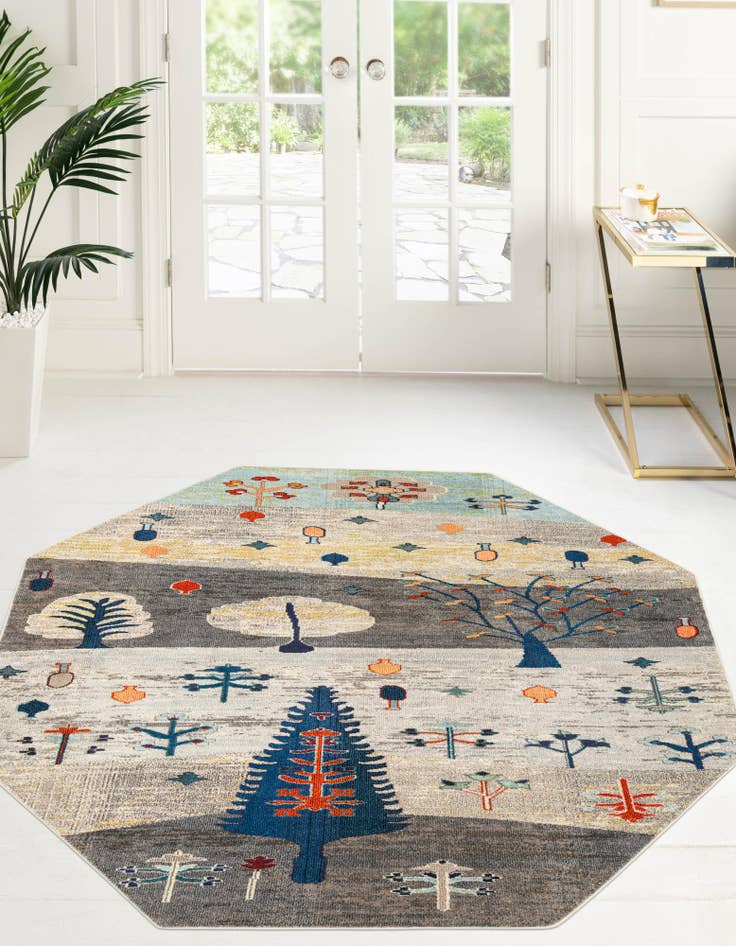 Detail image of  7' 10 x 7' 10  Washable Vivid Octagon Rug