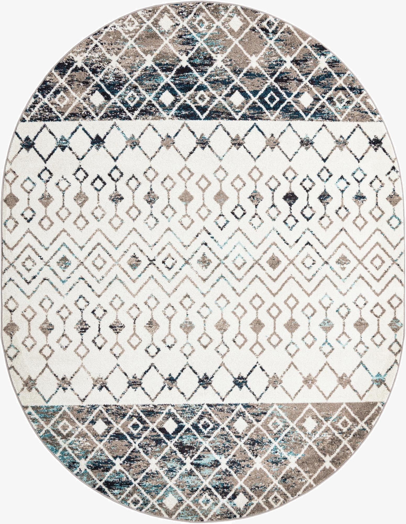  7' 10 x 10' Moroccan Trellis Oval Rug