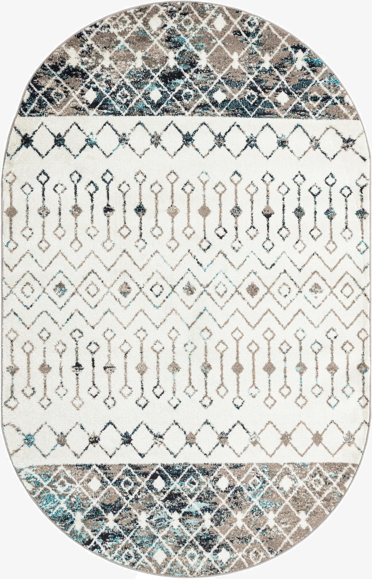  5' 3 x 8' Moroccan Trellis Oval Rug