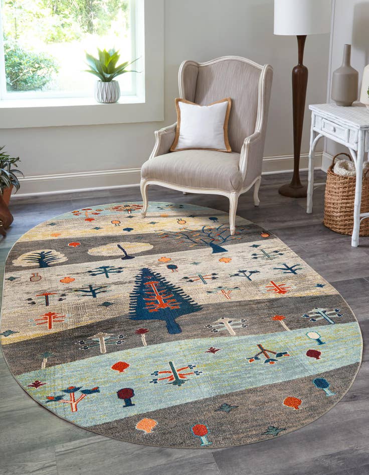 Detail image of  7' 10 x 10'  Washable Vivid Oval Rug