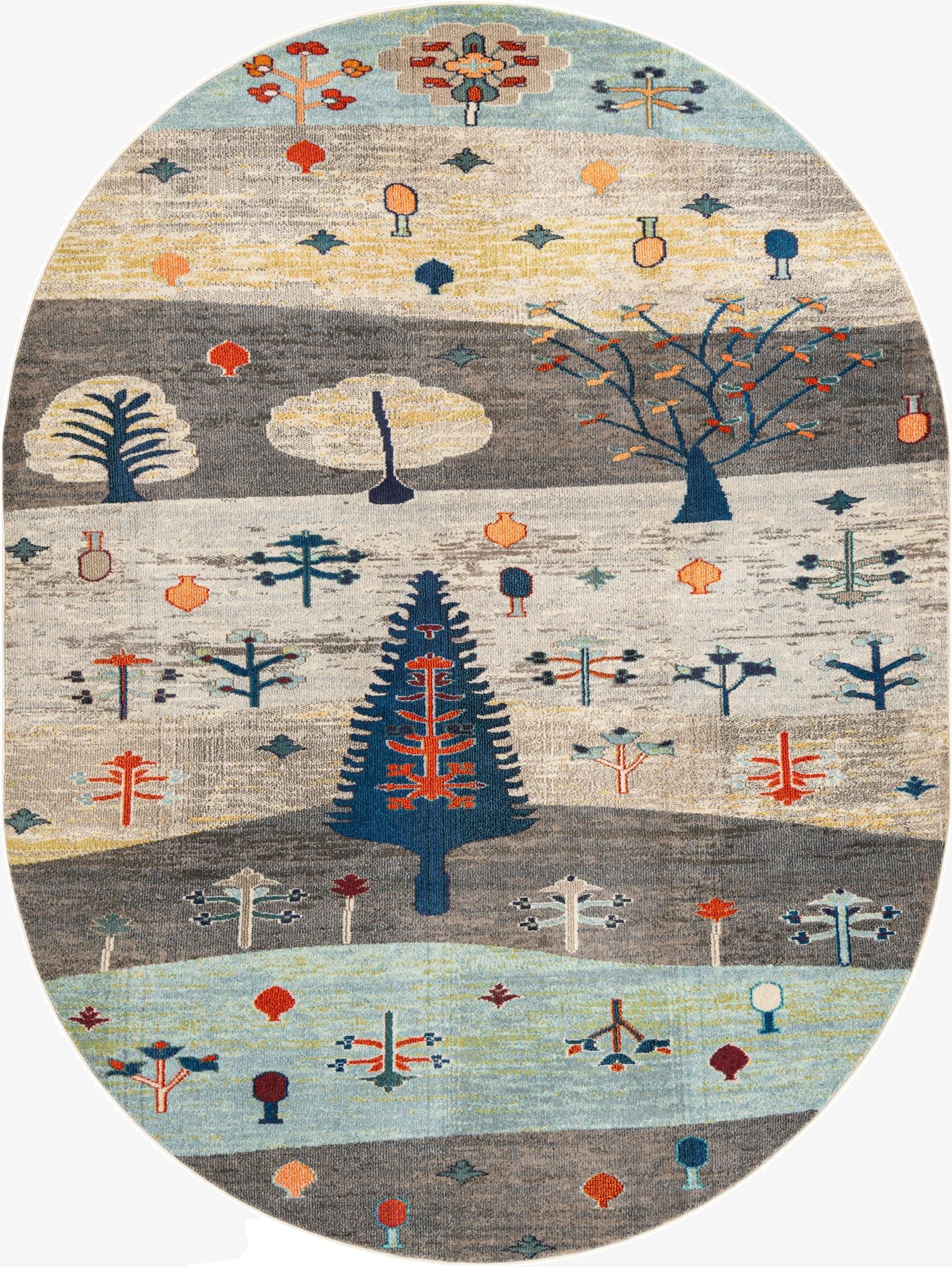  7' 10 x 10'  Washable Vivid Oval Rug