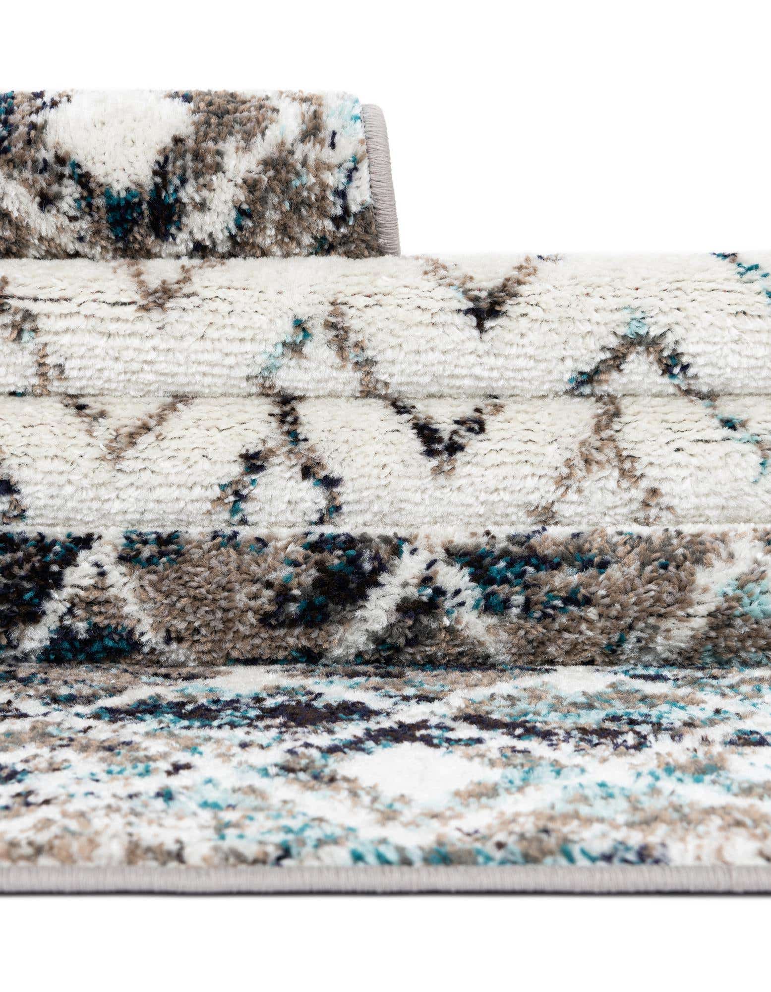 Primary image  Custom Ivory Gray Blue Moroccan Trellis Rug