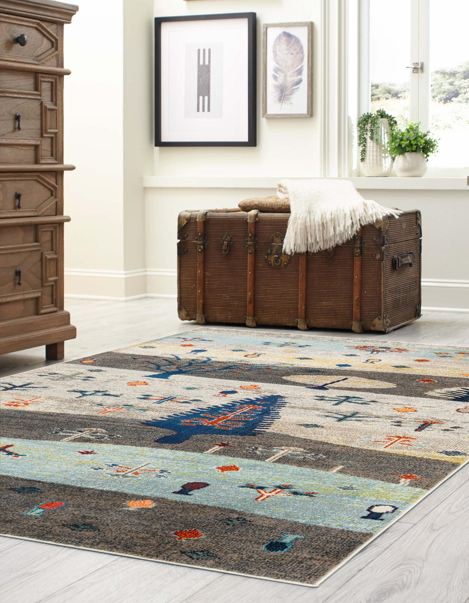 Ivory Gray Blue 7' 10 x 10' Vivid Rug | Rugs.com