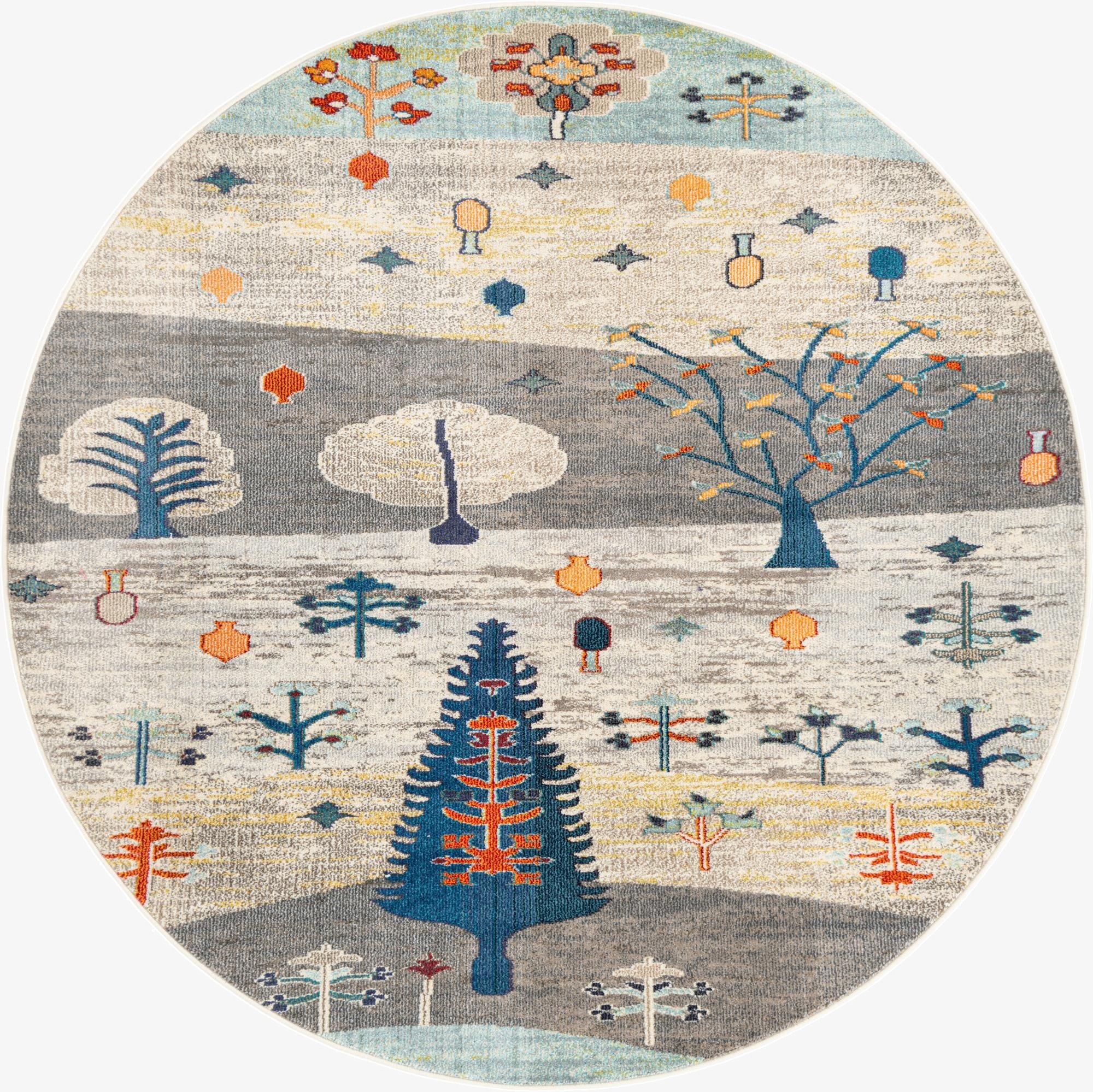  7' x 7'  Washable Vivid Round Rug