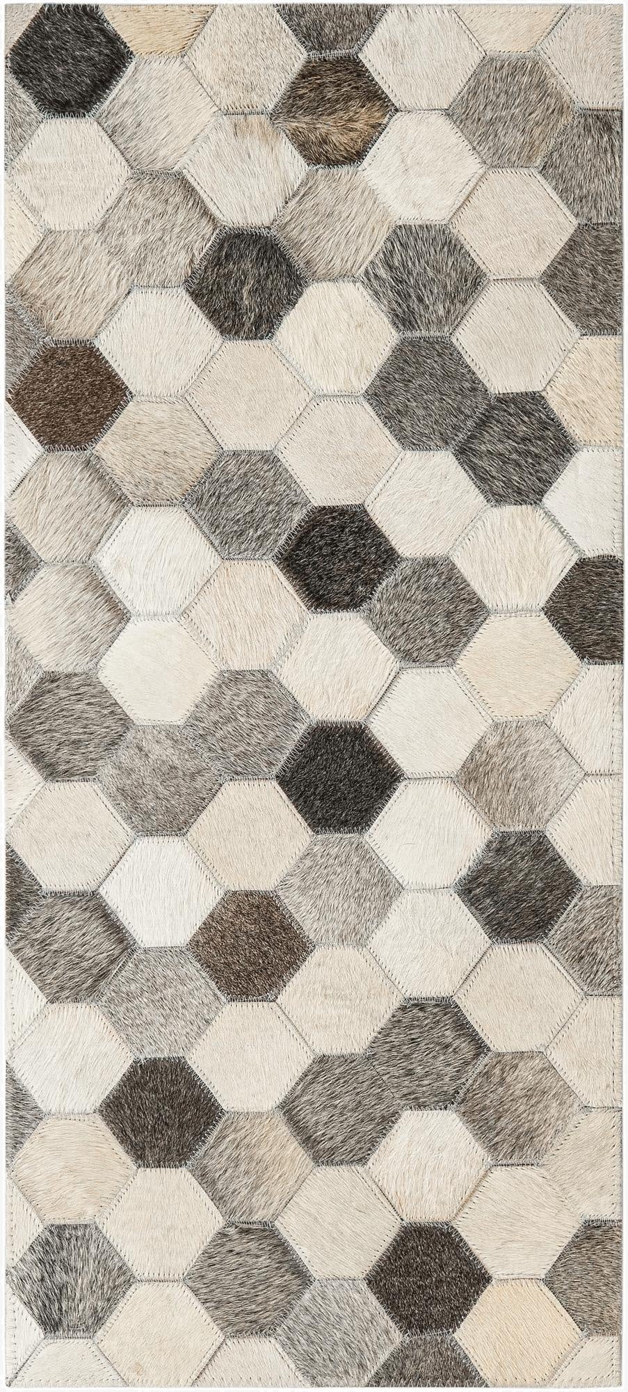  1' 2 x 3' 1 Cowhide Leather Runner Rug