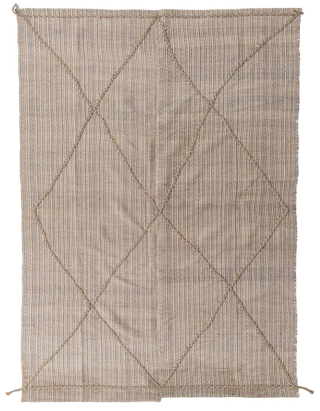 A 12 ft wool runner rug in ivory and gray with a tribal diamond pattern created by braided accents.