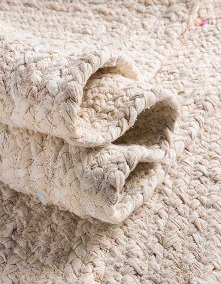 Detail image of  2' 2 x 3' 7  Hand Braided Chindi Hearth Rug